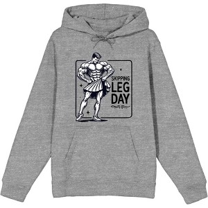 Body Builder "Skipping Leg Day" Adult Long Sleeve Hoodie - 1 of 2