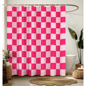Shower Curtain for Bathroom Waterproof Unique Checkered Plaid Girls Chic Print Design 70.8x70.8 Inch - 1 of 1