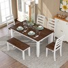 Rustic Style Dining Sets 6 Piece, Dining Sets Bench, Dining Set Solid Wood With Upholstered Chairs And Bench-Cuddlewood - 3 of 4