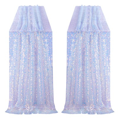 Wikineon Iridescent Blue Table Runner 2pcs 27X120inch Sequin Table Runners 10ft Mermaid Party Table Runner for Wedding Birthday Party Ceremony