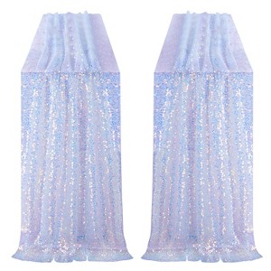 Wikineon Iridescent Blue Table Runner 2pcs 27X120inch Sequin Table Runners 10ft Mermaid Party Table Runner for Wedding Birthday Party Ceremony - 1 of 4