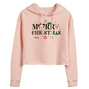 Women's - Disney - Merry Christmas With Icons Cropped Graphic Hoodie - 1 of 3