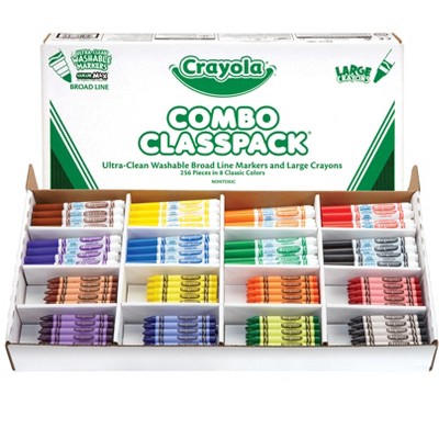 Crayola Washable Marker and Large Crayon Combo Classroom pk, set of 256