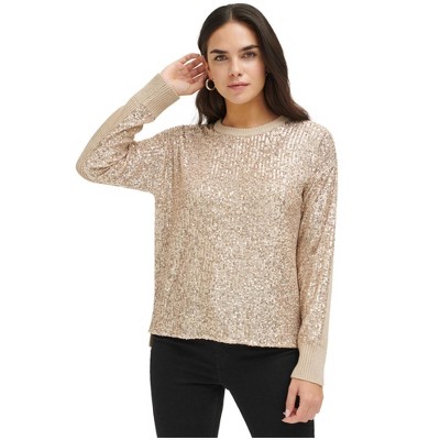 Calvin Klein Womens Sequin Pullover Sweater