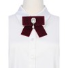 INSPIRE CHIC Women's Velvet Sweet Bowknot Brooch Rhinestone Pin Collar Bow Ties with Beads - 4 of 4