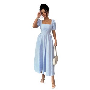flowy puff sleeve dress Slickblue Women Striped Flowing with Square Neckline Sleeves Casual Style Vacation Silhouette, S-XL : Target colourway-talei