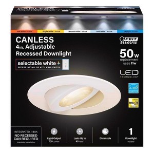 Feit Electric White 4 in. W Aluminum LED Canless Recessed Downlight 50 W - 1 of 4