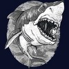 Junior's Design By Humans Great White Shark BW By MudgeStudios T-Shirt - 2 of 3