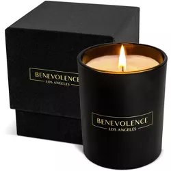 Benevolence LA Premium All Natural Soy Candles In Matte Black Glass Jar - Eucalyptus & Chamomile Scent