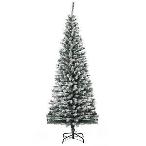 NicBex 6ft Snow Flocked Artificial Christmas Tree Hinged Slim Tree with 492 Branches Tips for Home Office, White - 1 of 4