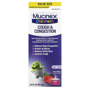 Mucinex Children's, Cough & Congestion, Ages 4+ Yrs, Very Berry, 6.8 fl oz (201 ml) - 1 of 4