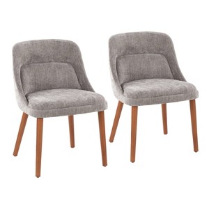 LumiSource Set of 2 Rina Fabric Chair Walnut Wood - 1 of 4