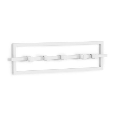 Mixed Material 4 Hooks Rail Matte Black On Light Wood - Brightroom™ : Target