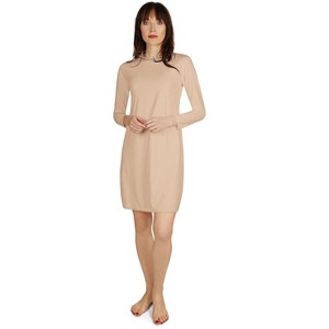 Memoi Women's Bonded Long Sleeve Slip Dress - 1 of 3