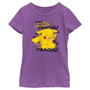 Girl's Pokemon Pikachu Laughing T-Shirt - 1 of 4