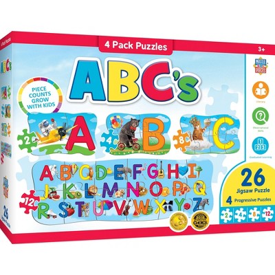 MasterPieces 26 Piece Jigsaw Puzzle for Kids - ABCs 4-Pack - 22.5"x8"