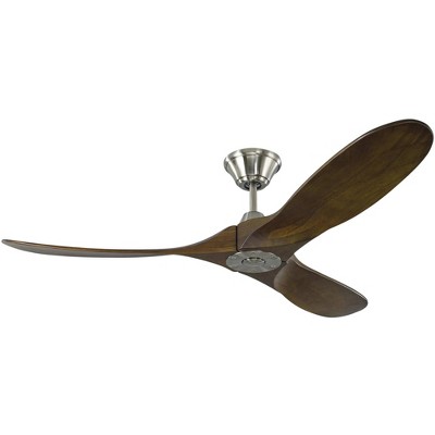 52" Monte Carlo Maverick II Brushed Steel Damp Ceiling Fan with Remote