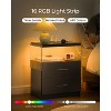 Gulches LED Nightstand with Power Sockets - 2-Drawer Black Bedside Table, Multi-Color Adjustable Lights, for Bedroom/Living Room, 18"W x 12"D x 22"H - 4 of 4