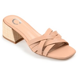 Journee Collection Womens Moree Open Square Toe Block Heel Sandals Tan 9.5 - 1 of 4