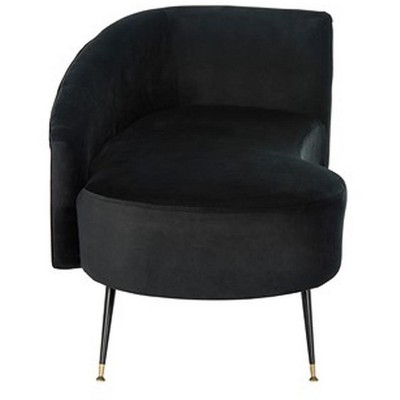 Chic Evangeline Black Velvet and Gold Metal Settee, 58"x27"