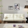 GustoWave Convertible Sofa Bed, Futon Linen Sleeper Couch with Adjustable Backrests Soild Wood Legs for Bedroom Living Room, White - 3 of 4