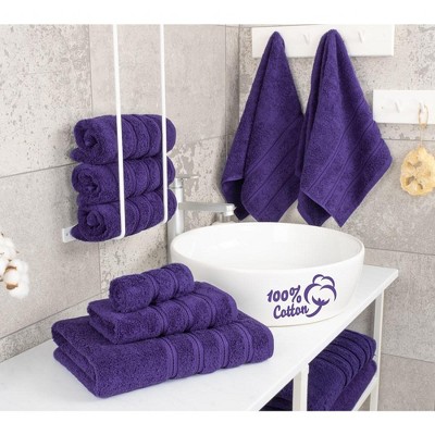 Luxury Purple Turkish Cotton 6-Piece Towel Set