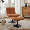 Art Leon Leisure Linen Fabric Swivel Accent Chair with Ottoman, Wood and Metal Frame - 3 of 4