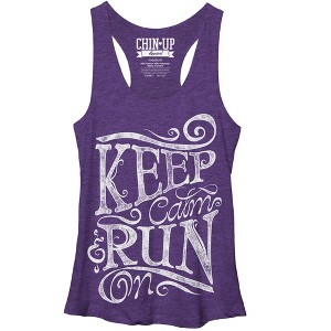 Women's CHIN UP Keep Calm and Run Racerback Tank Top - 1 of 3