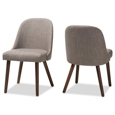 Set of 2 Cody Mid Century Modern Walnut Finished Wood Fabric Upholstered Dining Chair - Baxton Studio