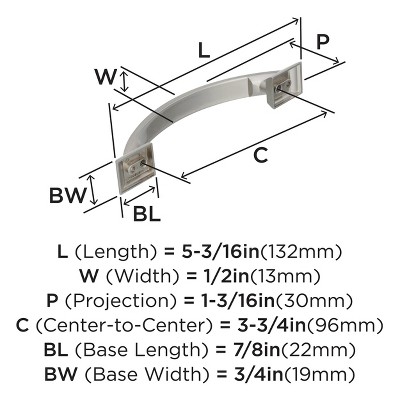 Satin Nickel Arch Cabinet Bar Pull with Mounting Hardware