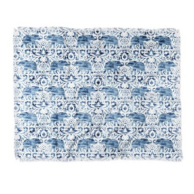 Jacqueline Maldonado Elephant Woven Throw Blanket Blue - Deny Designs