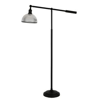 Hampton & Thyme 58" Tall Floor Lamp with Ribbed Glass Shade Blackened Bronze/Clear