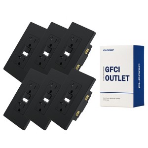 ELEGRP GFCI Outlet with Night Light, 20 Amp 125V Tamper Resistant Duplex wall outlet, Wall Plate included, Matte Black 1PC - 1 of 1