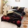 Hachikiko 3D Black Cat Comforter Set - Moon & Red Rose All-Season Bedding with 2 Pillowcases - 2 of 4