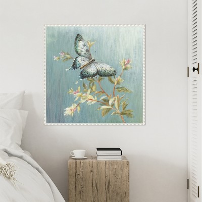 Tranquil Butterfly on Branch Pastel Canvas Wall Art, 30 x 30-in