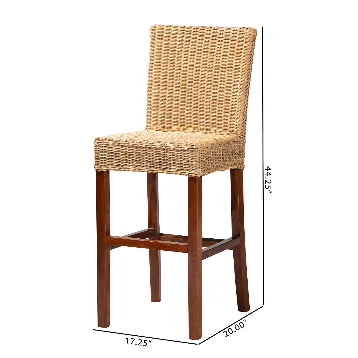 Racquel Natural Rattan & Mahogany Wood Barstool: Ergonomic, No Assembly - bali & pari - thumbnail 10