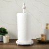 Farmlyn Creek Wooden Rustic Paper Towel Holder for Kitchen Organization, Distressed Standing Holder for Countertop, White Washed Color, 6.5x16 In - 2 of 4