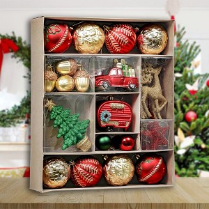 60pc Rustic Christmas Adventure Ornament Bauble Set, Camping Truck, Acorns, Woods Theme| OrnamentallyYou - 1 of 4