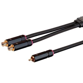 Monoprice 1-Male to 2-Female RCA Y-Adapter - 1 Feet - Black | Gold Plated Connectors, Double Shielded With Copper Braiding - Onix Series
