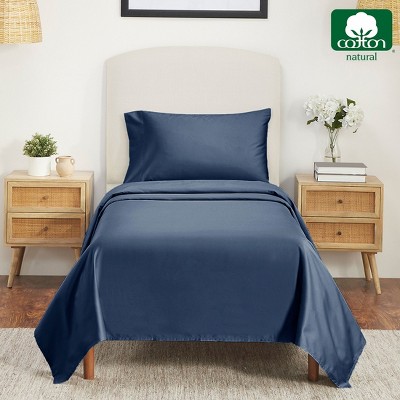 California King Navy Blue Cotton Sateen Sheet Set