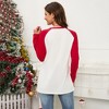 Merry Christmas Sweatshirts For Women Pattern Cute Long Sleeve Raglan Baseball Pullover Top - 3 of 4