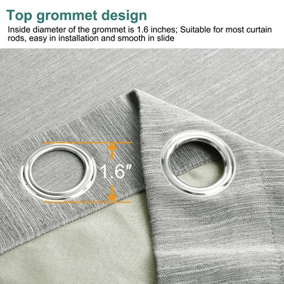 Gray Linen Textured Blackout Grommet Curtain Panels