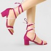 Allegra K Women's Faux Suede Open Toe Color Block Heel Lace Up Sandals - 2 of 4