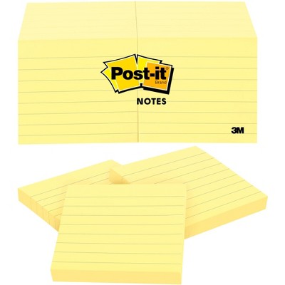 Post-it Lined Original Notes, 3 x 3 Inches, Canary Yellow, Pack of 12