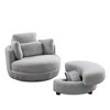 Fabric Round Swivel Chair with Moon Ottoman and 4 Pillows - 4 of 4