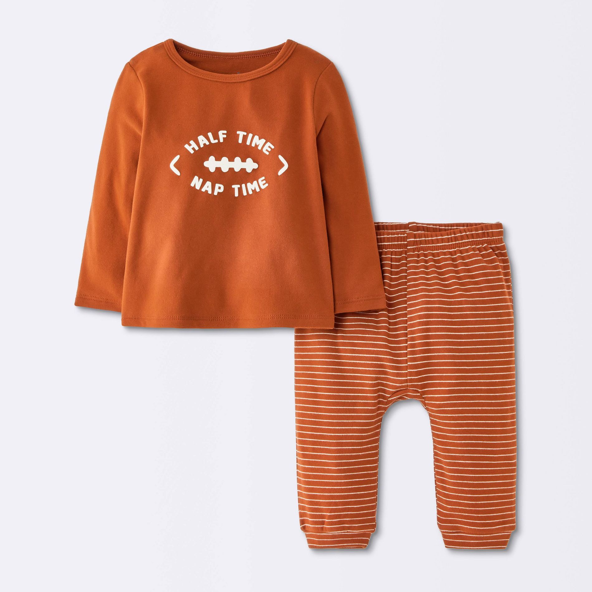 Baby Boys' Half Time Nap Time Long Sleeve Shirt and Joggers Set - Cloud Island™ Brown