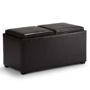 CAVINAS Faux Leather Storage Ottoman Bench,Upholstered Ottoman with 2 Flip Over Serving Trays for Living Room,Bedroom - 1 of 4
