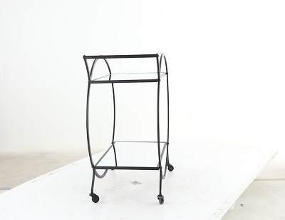 Elegant Gold Metal Bar Cart with Mirrored Shelves and Wheels