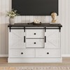 Farmhouse Wood TV Stand with Sliding Barn Doors & 4 Large Drawers - 3 of 4