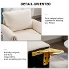 Bestier Ivory Linen Arm Chair Tufted Cushion Accent Chair with Lumbar Pillow - 3 of 4